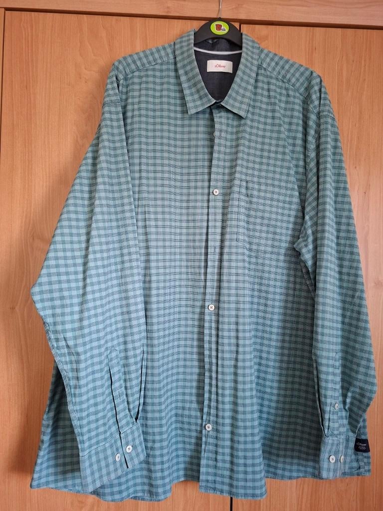 S. Oliver: Turkoise groen geruit herenhemd (4 XL), S oliver, Ophalen of Verzenden, Overige halswijdtes, Gedragen