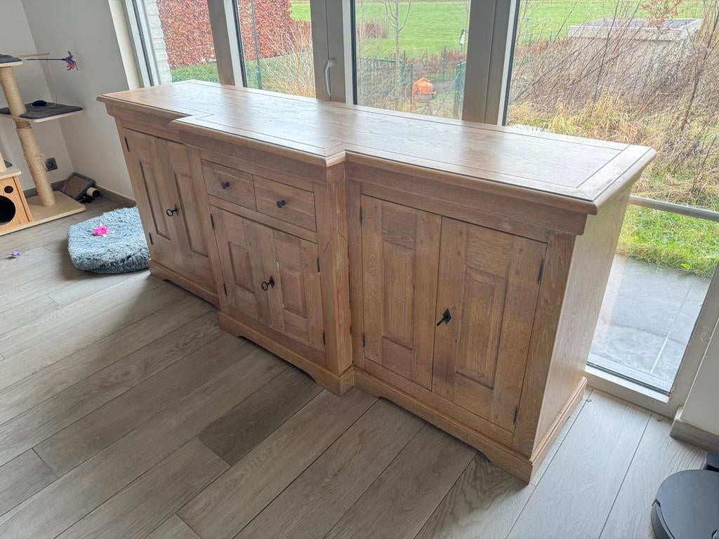 Massief eiken dressoir, Huis en Inrichting, Ophalen, Gebruikt, Met deur(en), Rustiek
