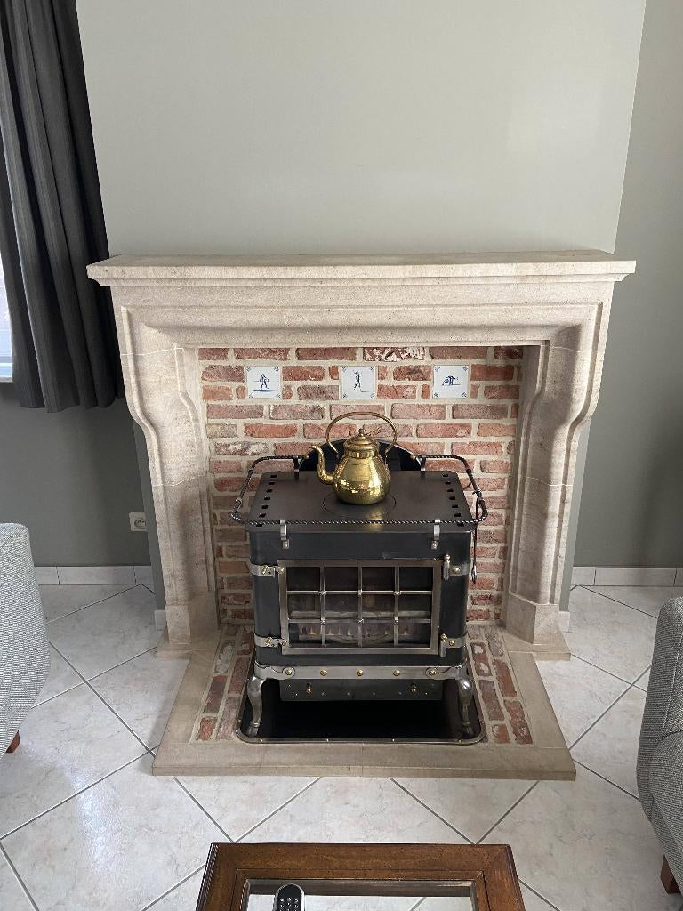 Hout- en kolenkachel Rydes style met metalen onderplaat, Huis en Inrichting, Kachels, Ophalen, Zo goed als nieuw, Vrijstaand, Hout