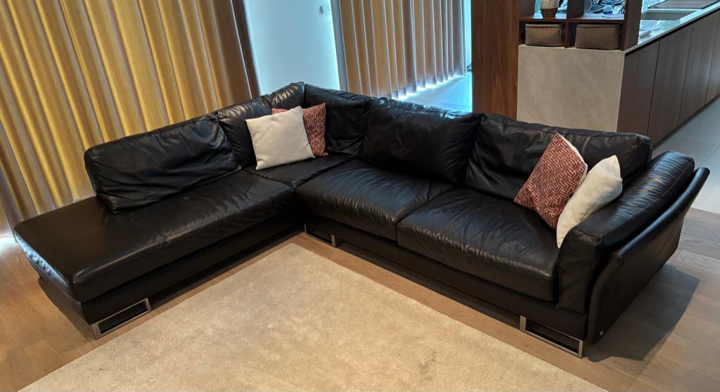 Hoeksalon Natuzzi (Leder), Maison & Meubles, Canapés | Salons, 150 cm ou plus, Enlèvement, Utilisé, Cuir