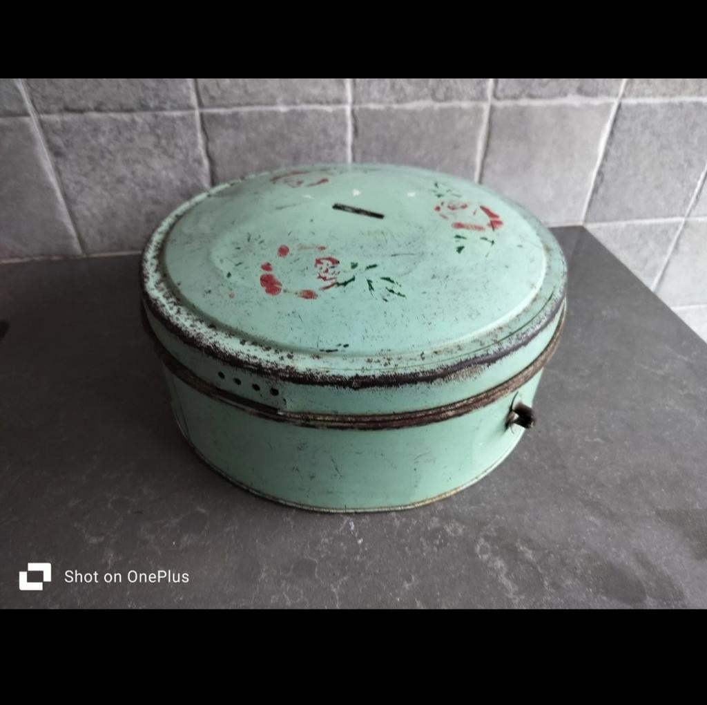 Grote oude blikken koekendoos 40 cm, Verzamelen, Ophalen of Verzenden