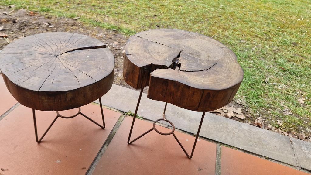 Support pour plantes en bois à deux reprises, Enlèvement, Utilisé, Rond