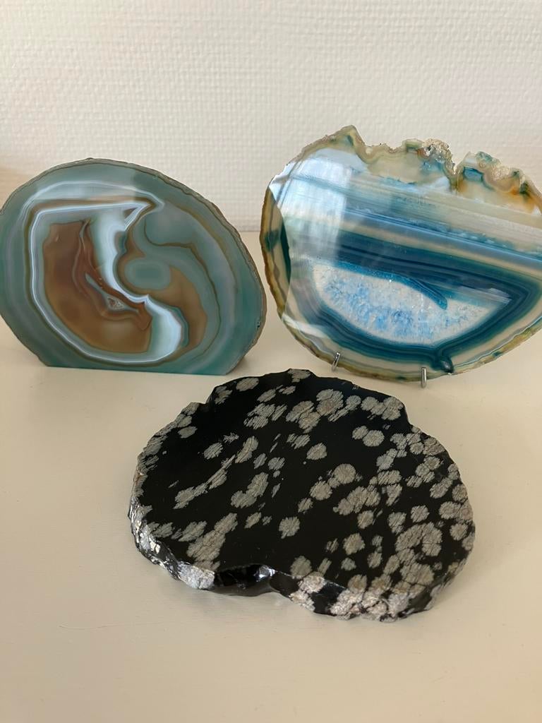 Lot 3 Agaatschijven., Handtassen en Accessoires, Edelstenen, Ophalen of Verzenden, Zo goed als nieuw