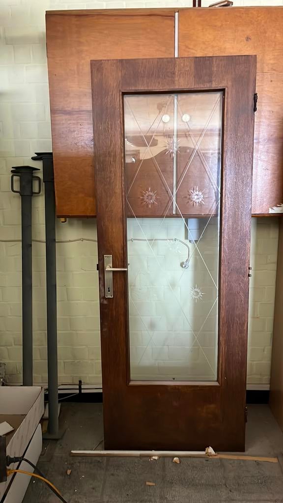 Deur met antiek glas, Enlèvement, Comme neuf, Verre