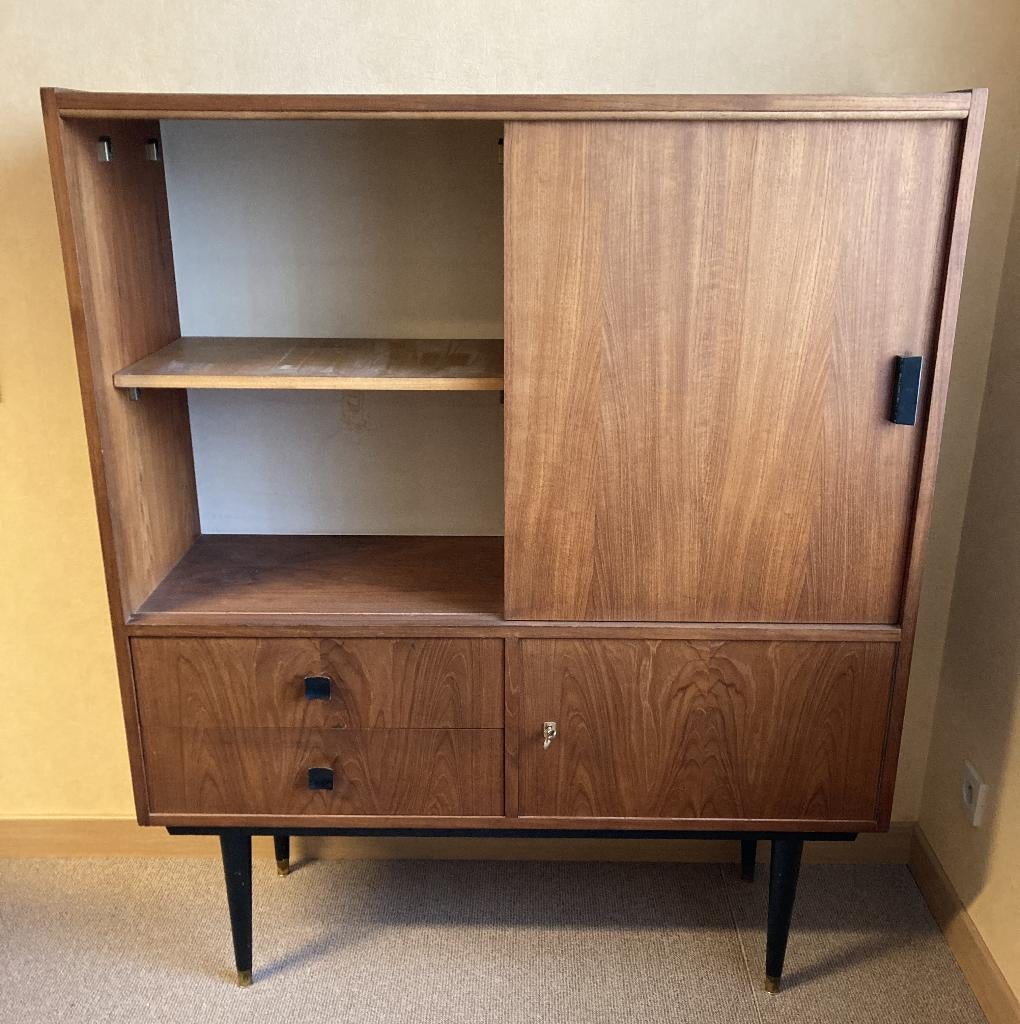 Meuble de bureau vintage (teck ?), Teck, 25 à 50 cm, 100 à 150 cm, Enlèvement