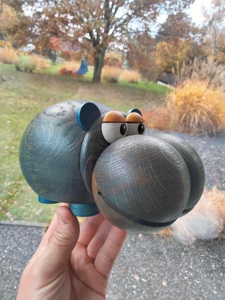 vintage houten spaarpot nijlpaard fun, Verzamelen, Ophalen of Verzenden, Huis en Inrichting