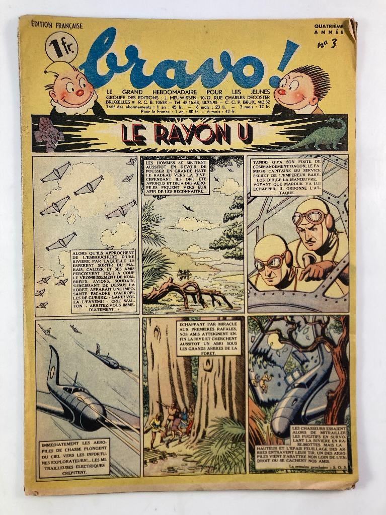 E.P. Jacobs. Le Rayon U - Bravo magazine numéros 3, 4 et 14., Livres, Enlèvement ou Envoi, Utilisé, Edgar P. Jacobs