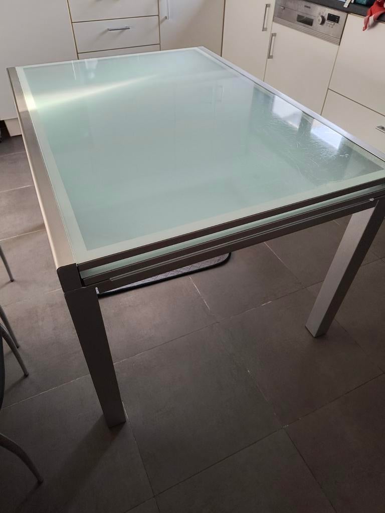 Glazen uitschuifbare keukentafel, Huis en Inrichting, Ophalen