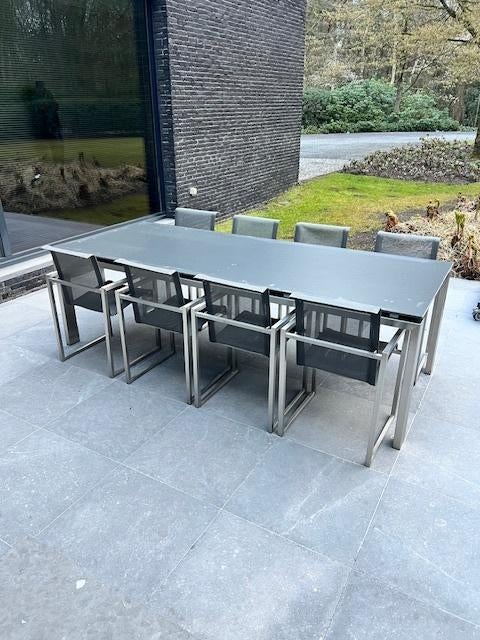 Joli design RSV tuinset,tafel en 8 stoelen,zeer goede staat, Ophalen, Inox, Tuinset, Eettafel