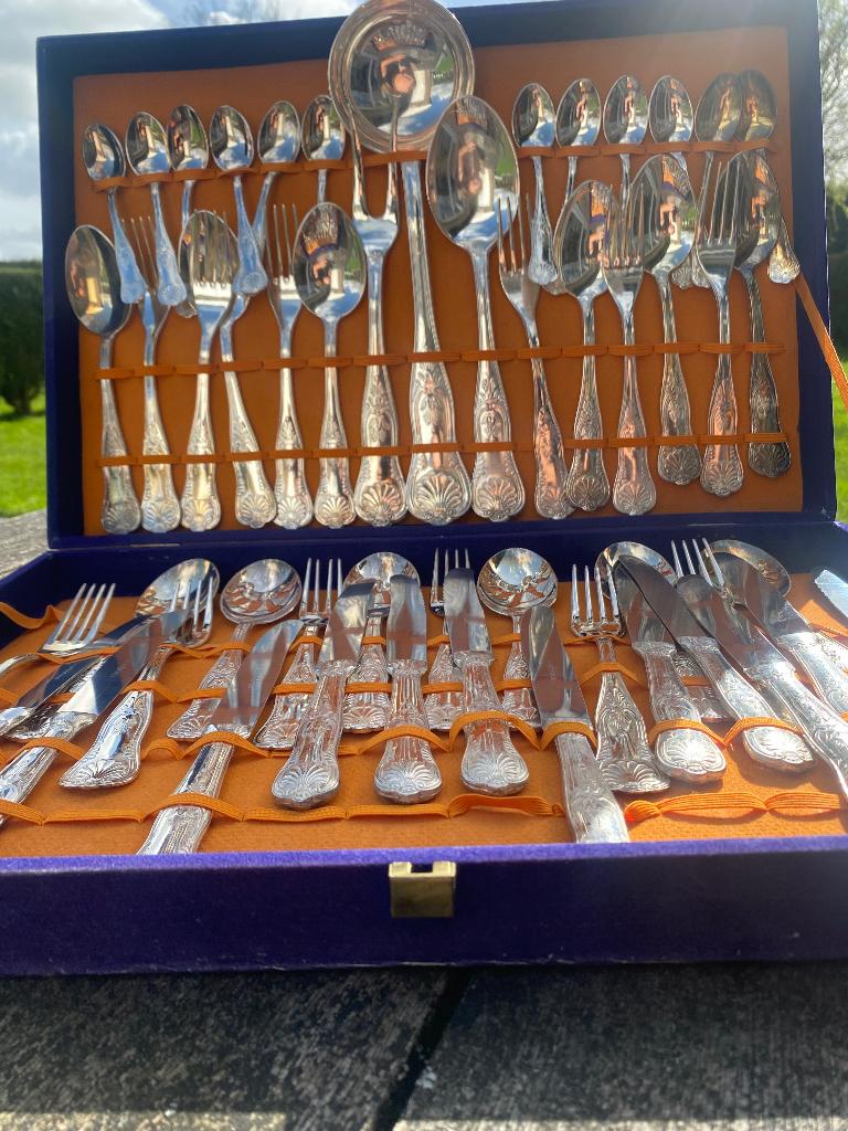 Italiaanse vintage stijl bestek verzilverd, Ophalen, Zo goed als nieuw, Zilver, Bestekset