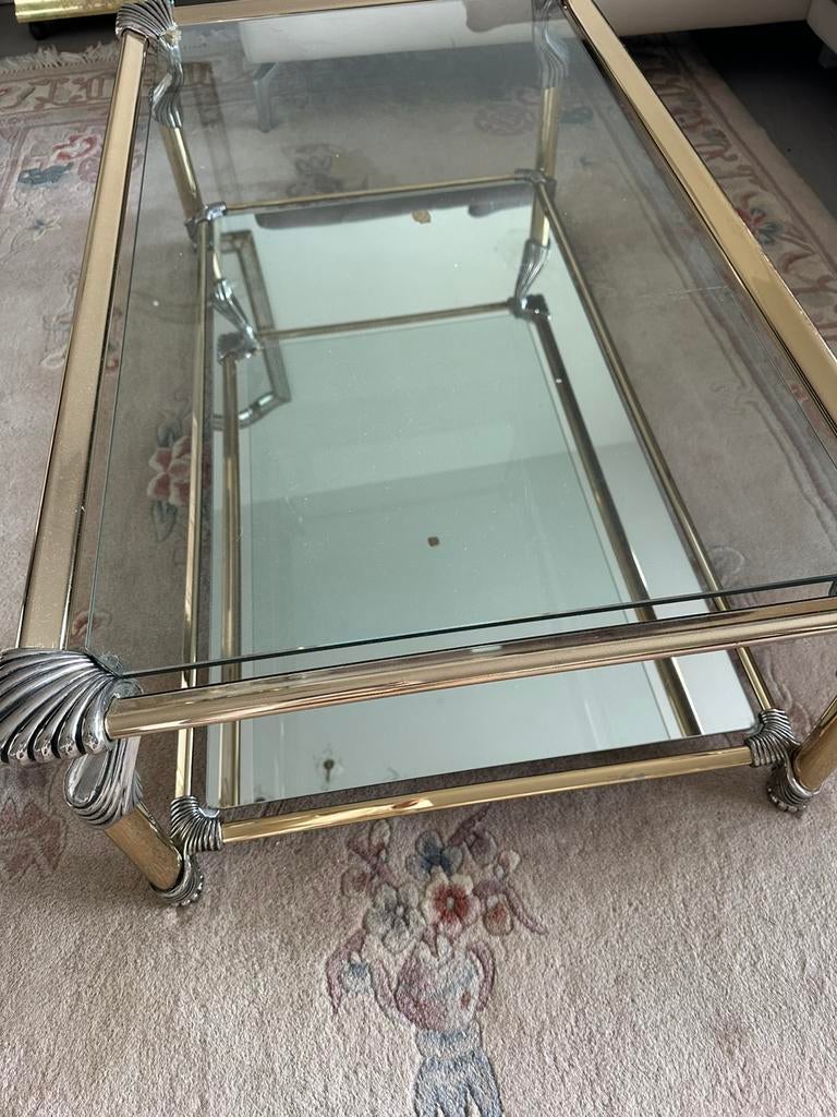 Vintage glazen salontafel/Hollywood Regency / jaren 70, Antiek en Kunst, Ophalen