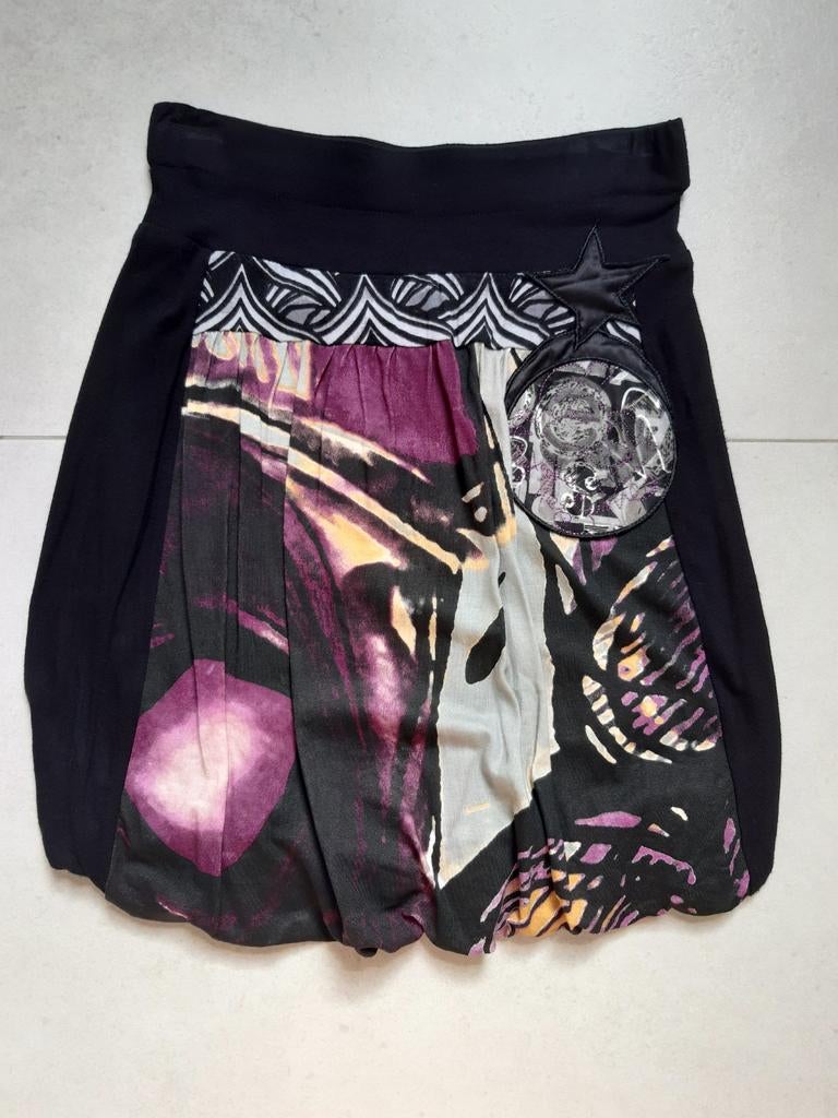 Zwart en paarse Desigual rok maat XS, Ophalen of Verzenden, Zo goed als nieuw, Maat 34 (XS) of kleiner, Boven de knie