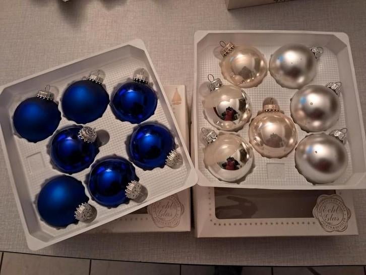2 x 7 boules de Noël en verre, Enlèvement ou Envoi, Comme neuf