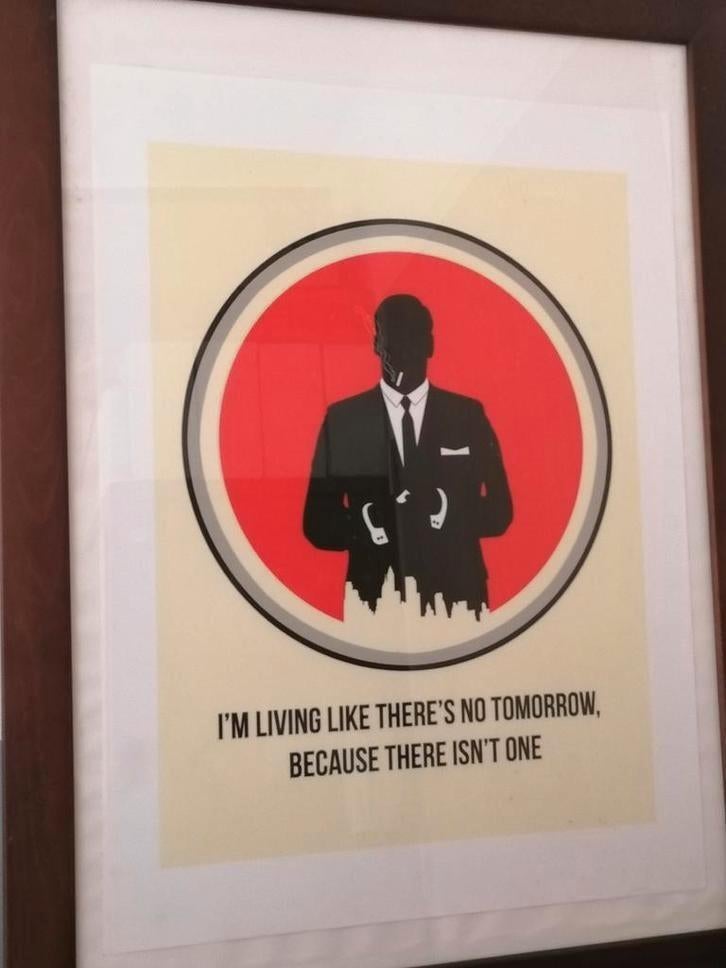 affiche serigraphie style pub tv lucky strike moderne, Collections, Rectangulaire vertical, Avec cadre, Comme neuf, Enlèvement