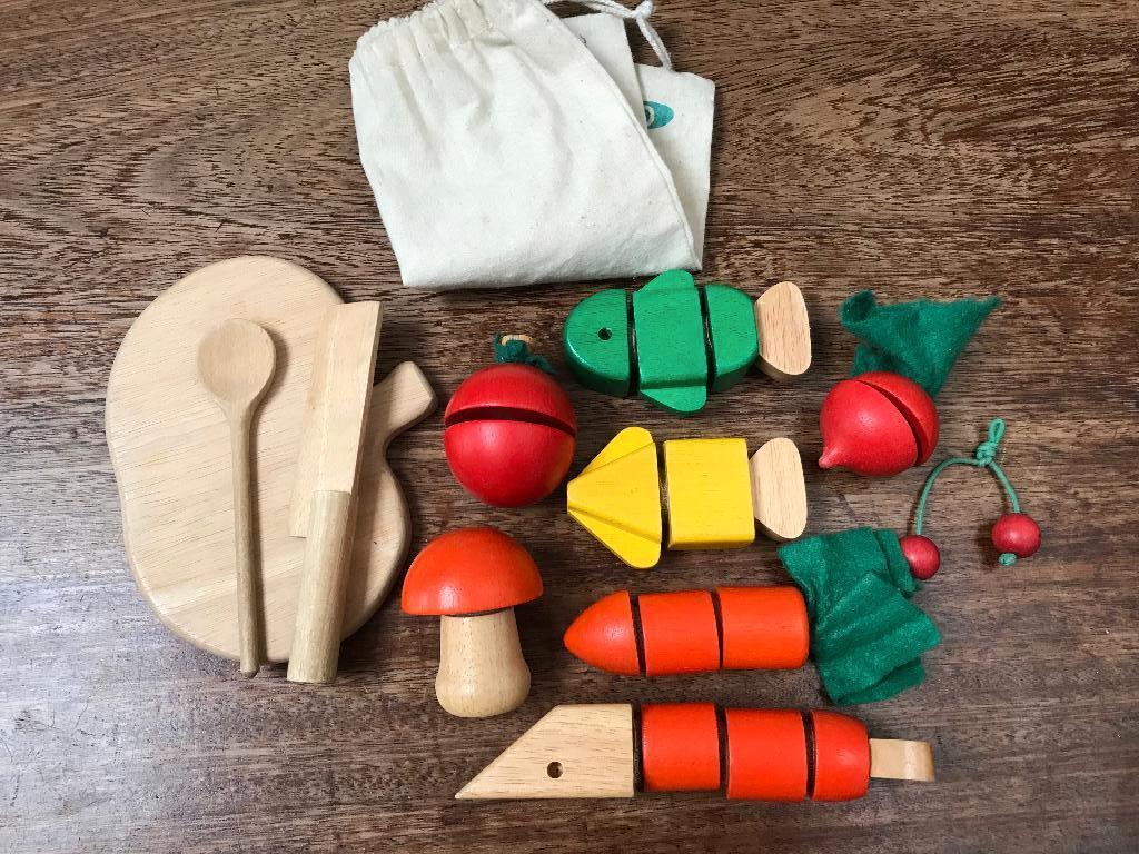 houten keukenaccesoires kinderen, koken, keuken, groenten, Kinderen en Baby's, Speelgoed | Houten speelgoed, Ophalen, Gebruikt