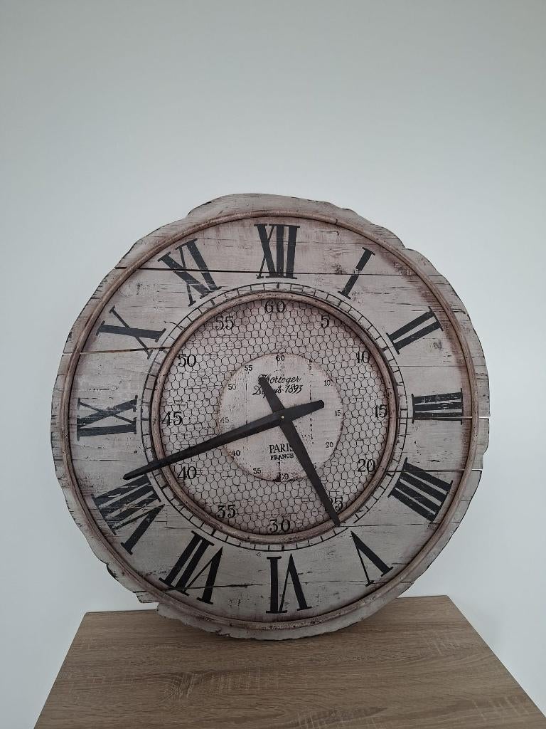 Montre murale en bois grand 80 x 80, Enlèvement, Comme neuf, Analogique, Horloge murale