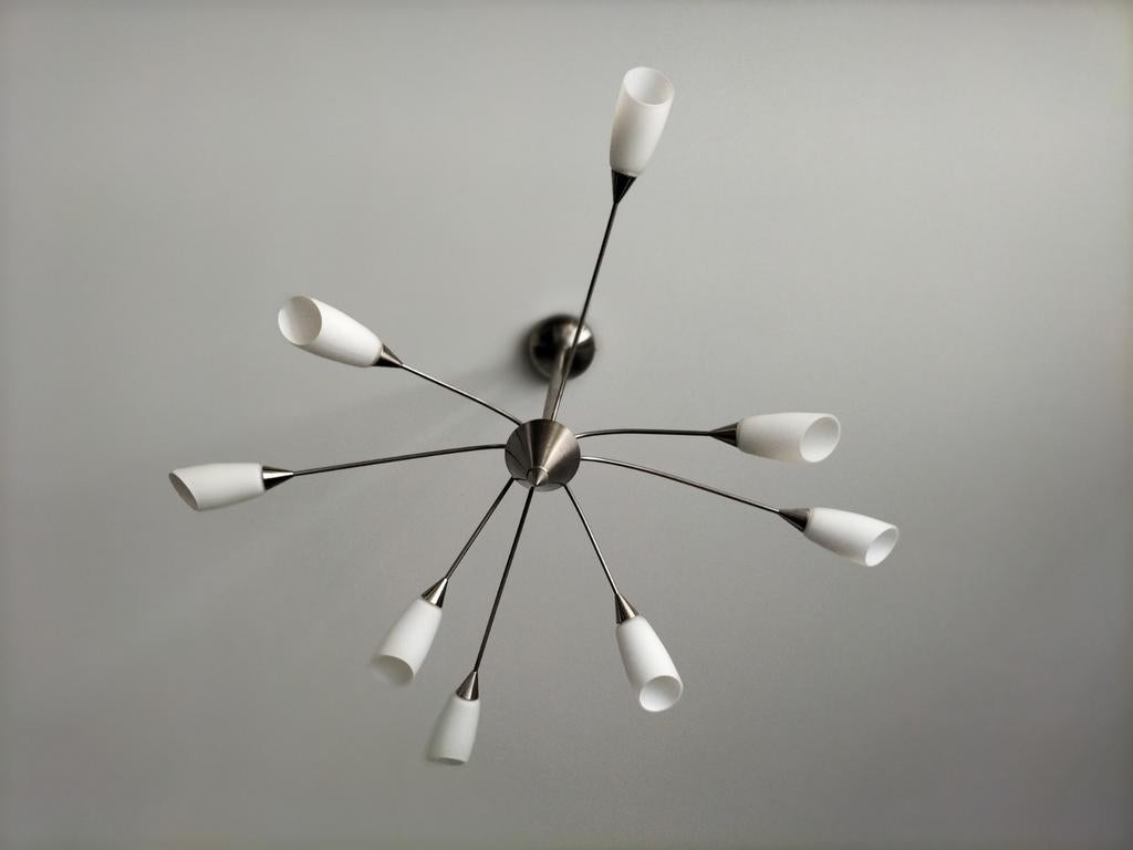 Plafondverlichting luster 8 lampen, Ophalen, Zo goed als nieuw