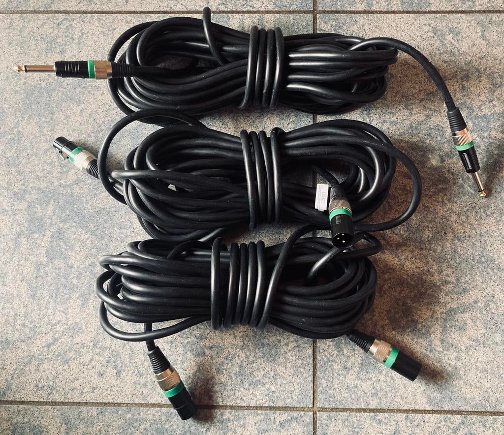 Set van 3x 10 m professionele XLR- en Jack-kabels, Muziek en Instrumenten, Kabels en Stekkers, Nieuw, Ophalen of Verzenden