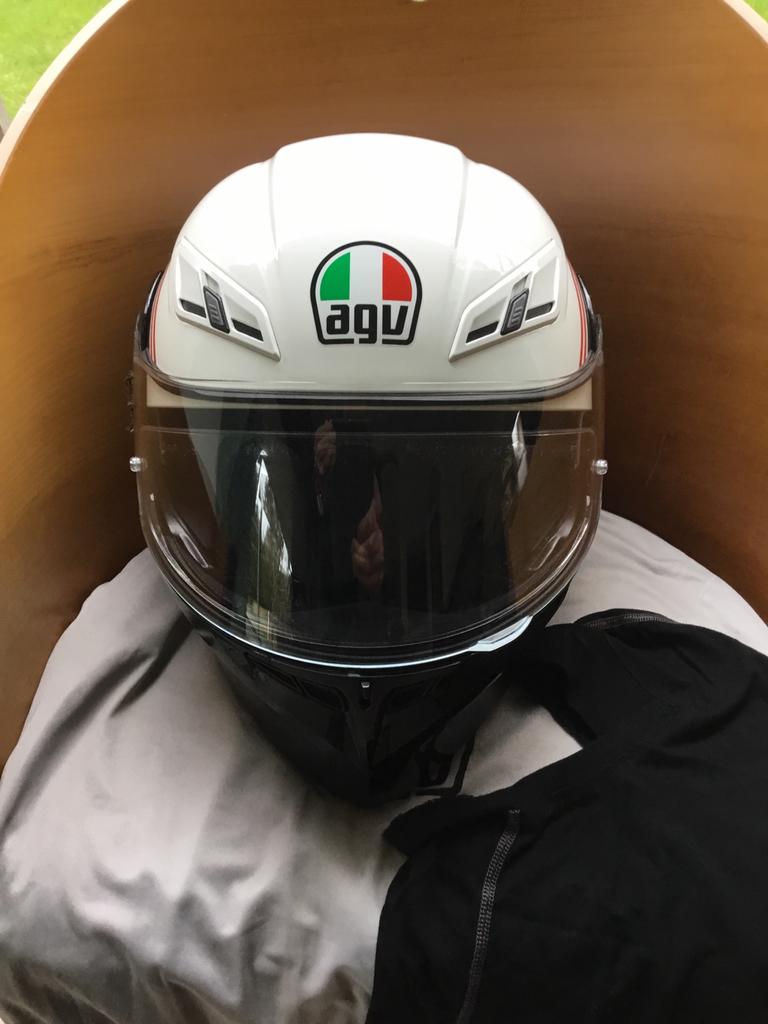 Motorhelm AGV Compact ST Detroit Wit-Zwart XL., Motoren, Kleding | Motorhelmen, Systeemhelm, XL, AGV, Tweedehands, Ophalen
