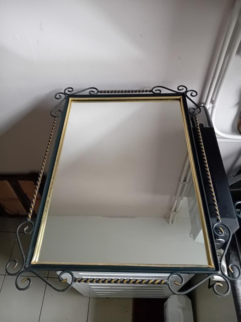 Smeedijzeren spiegel, Ophalen, Gebruikt, Minder dan 100 cm, Rechthoekig