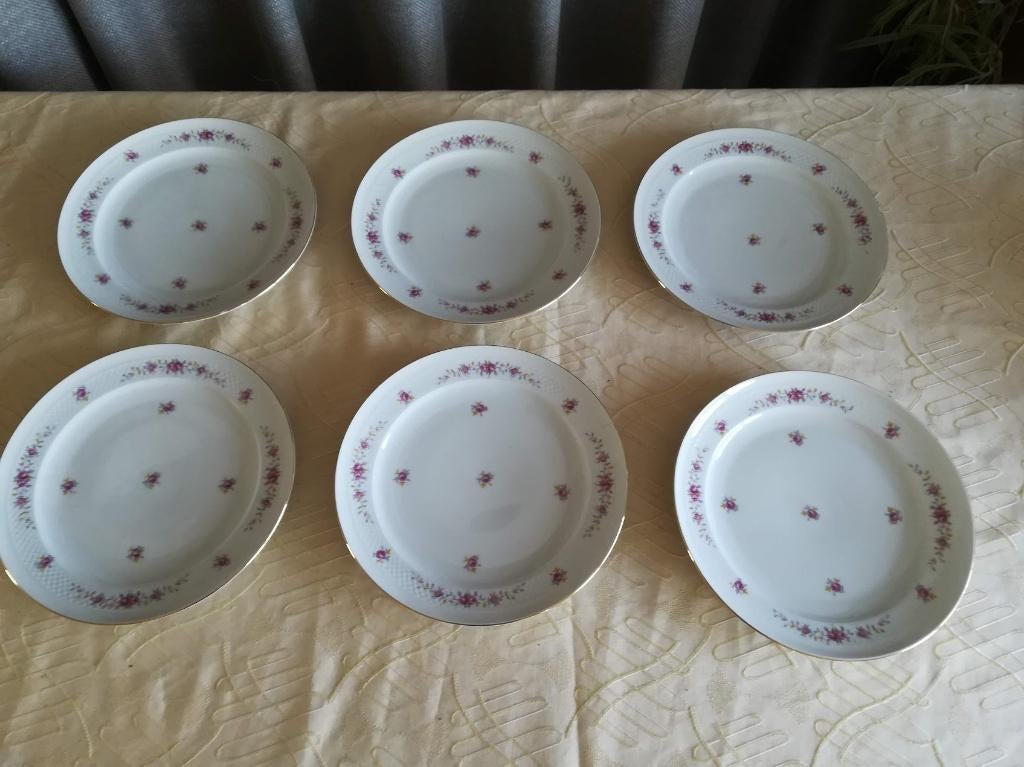 6 grote borden met gouden rand Eschenbach Roswitha, Antiquités & Art, Antiquités | Services (vaisselle) pièces, Enlèvement ou Envoi