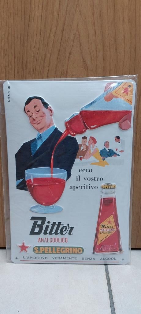 Rare enseigne publicitaire San Pellegrino Bitter, Collections, Enlèvement ou Envoi, Neuf, Panneau publicitaire