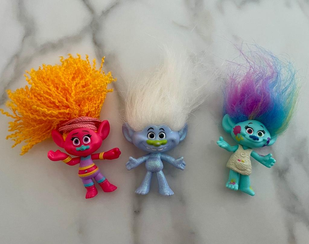 Set van 3 miniatuur trolls DJ Suki, Harper en Branch, Ophalen of Verzenden, Zo goed als nieuw