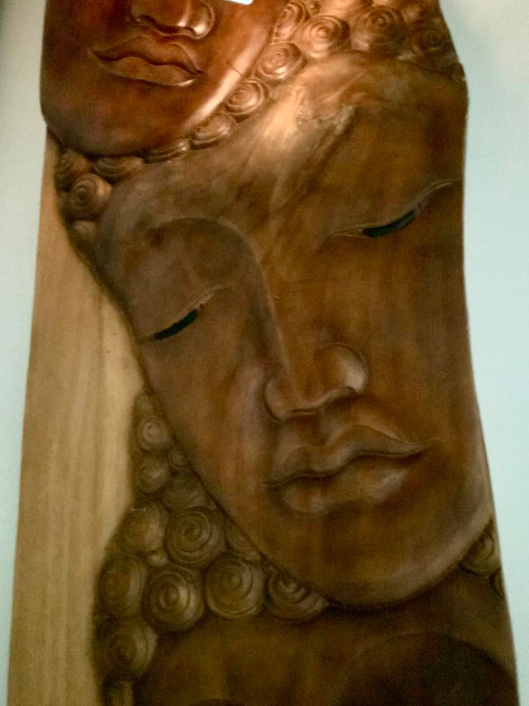 Boeddha houten wandpaneel 2m hoog, Ophalen, Zo goed als nieuw