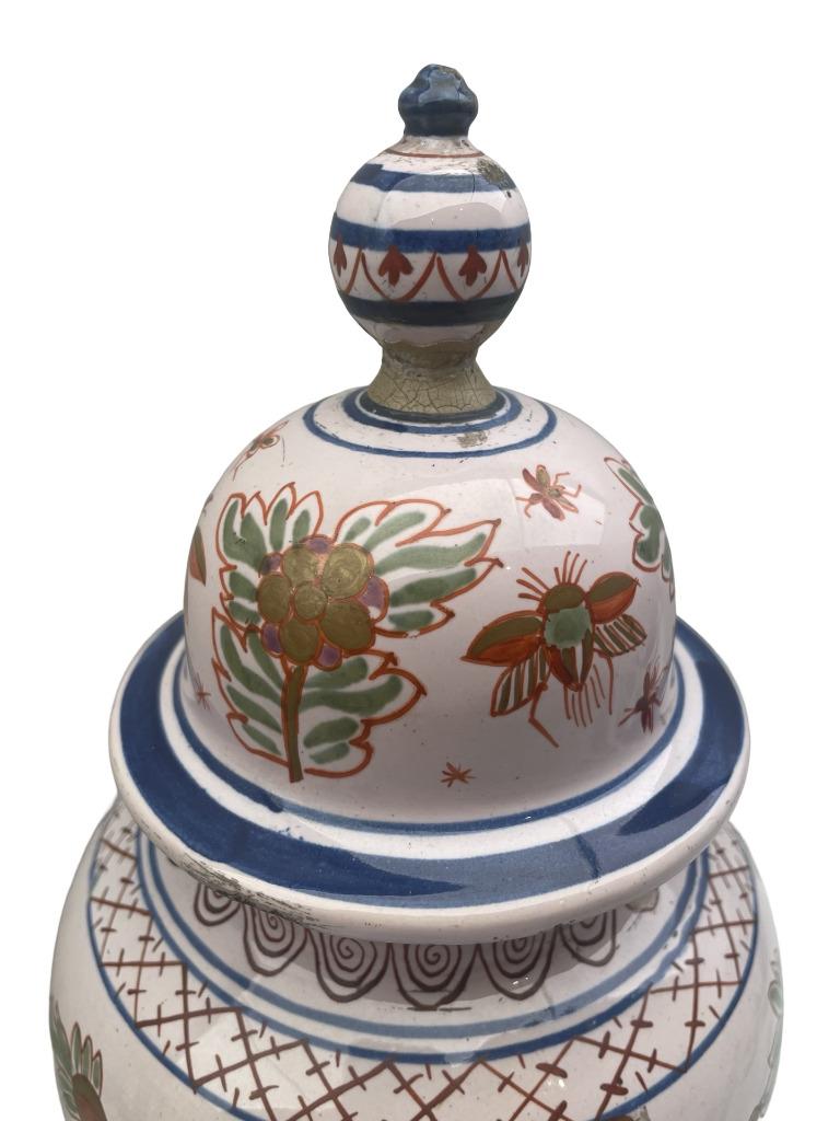 Pot couvert en faïence – Desvres ou Delft – Décor de mouches, Enlèvement ou Envoi