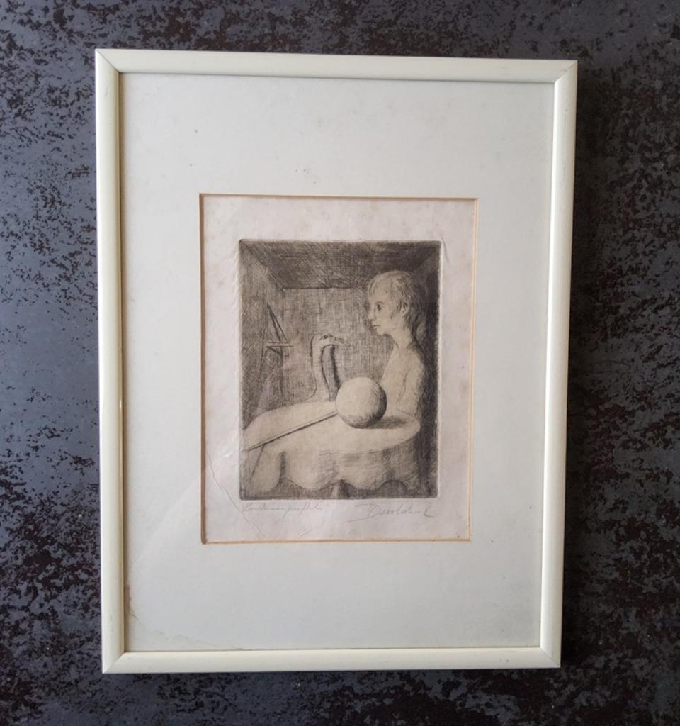 Ets Kind met bal door Roland Devolder, Antiek en Kunst, Kunst | Etsen en Gravures, Ophalen of Verzenden