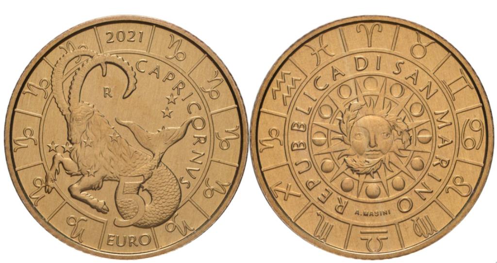 5 euro San Marino 2021 Zodiac Steenbok, Verzenden, San Marino, 5 euro