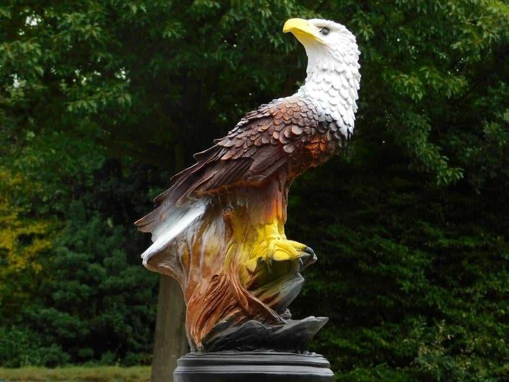 Statue d'aigle - 65 x 40 cm - Polystone, Jardin & Terrasse, Statues de jardin, Enlèvement ou Envoi, Synthétique, Animal