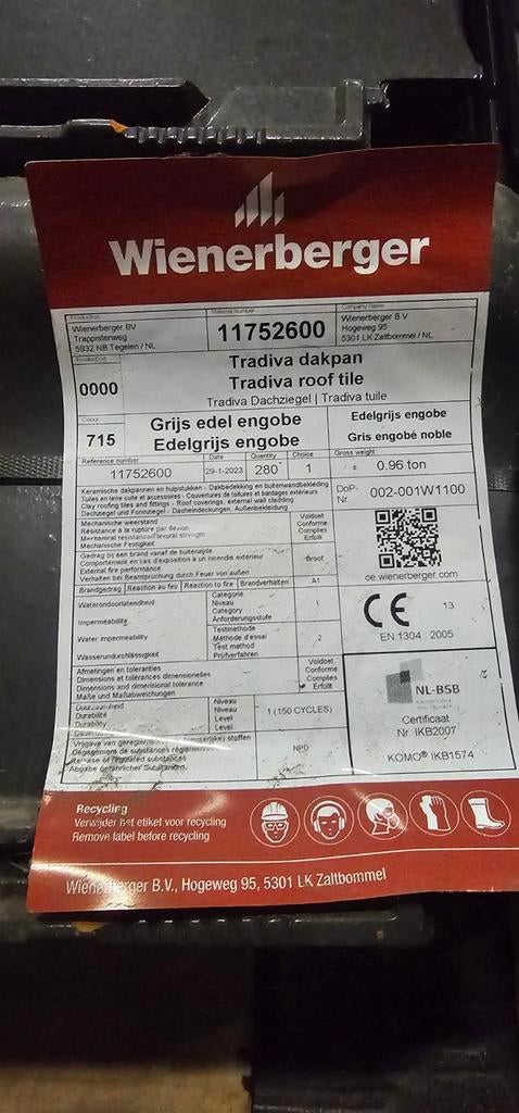 Dakpannen nieuw, Bricolage & Construction, Tuiles & Revêtements de toit, Enlèvement, Gris, Tuiles