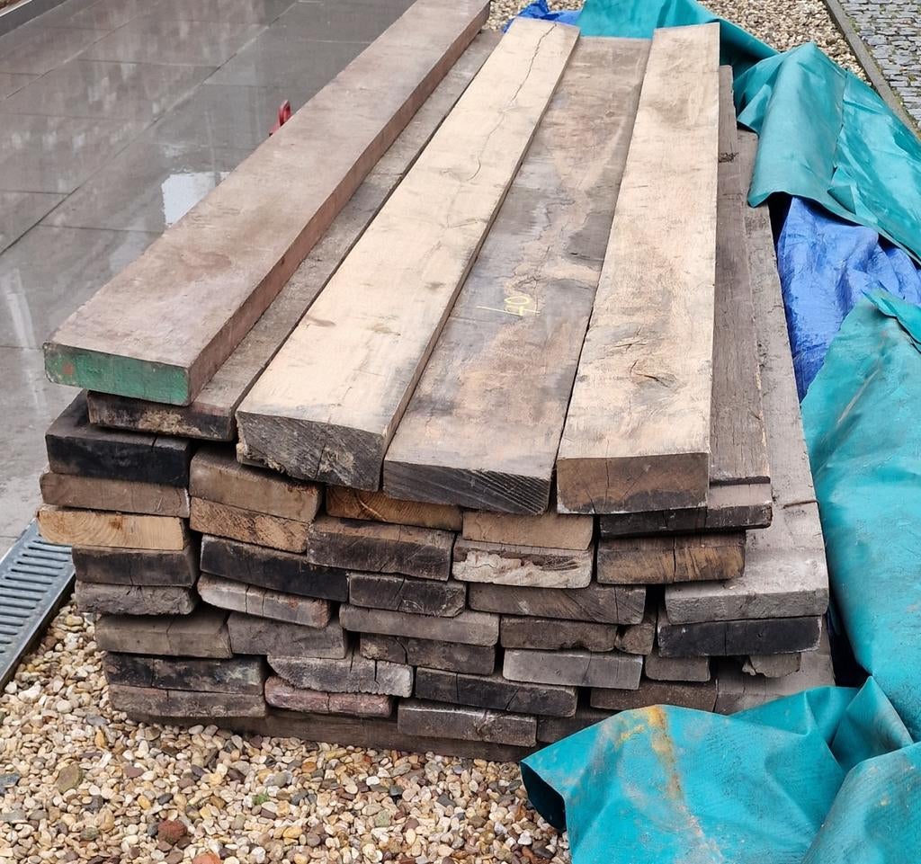 Lot de 40 Planches de Wagons en chêne non traité, Enlèvement, Planches