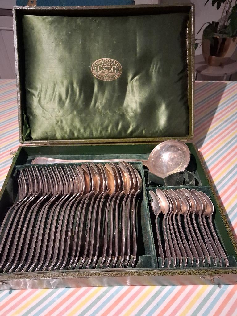 Christofle zilveren metalen doos Spatours model 37 stuks, Ophalen