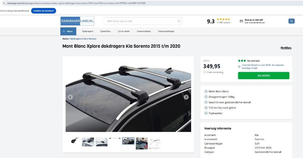 Kia Sorento dakdragers 4 x gebruikt , Kia vloermatten NIEUW, Autos : Pièces & Accessoires, Autres pièces automobiles, Enlèvement