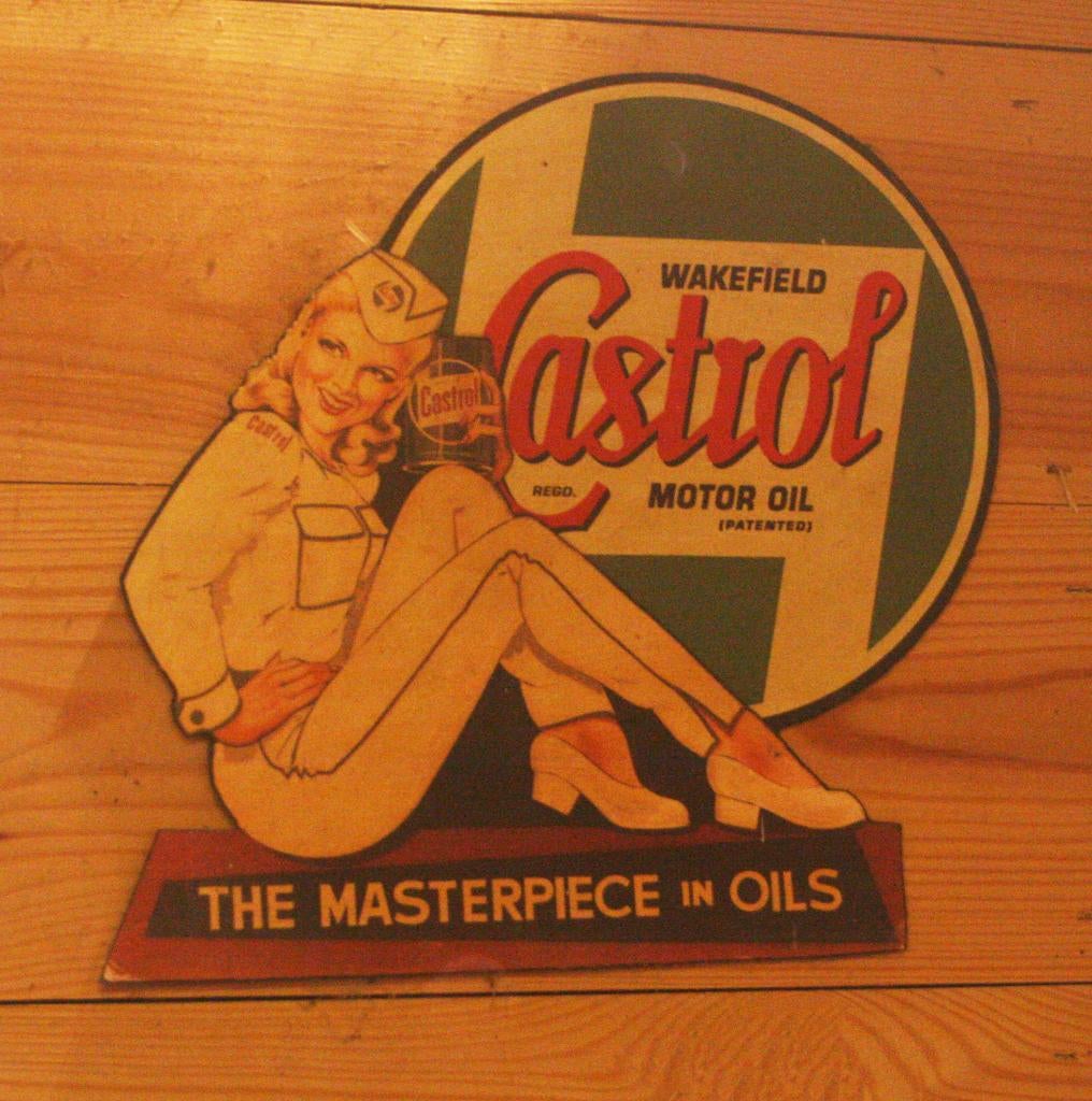 Vintage Castrol Reclamebord Uit Dik Karton / Jaren 60, Ophalen of Verzenden, Gebruikt, Reclamebord