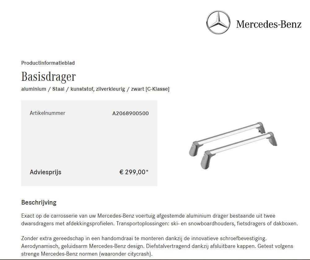 Originele dakdragers Mercedes C-Klasse Sedan 2021-2026/ W206, Enlèvement, Comme neuf