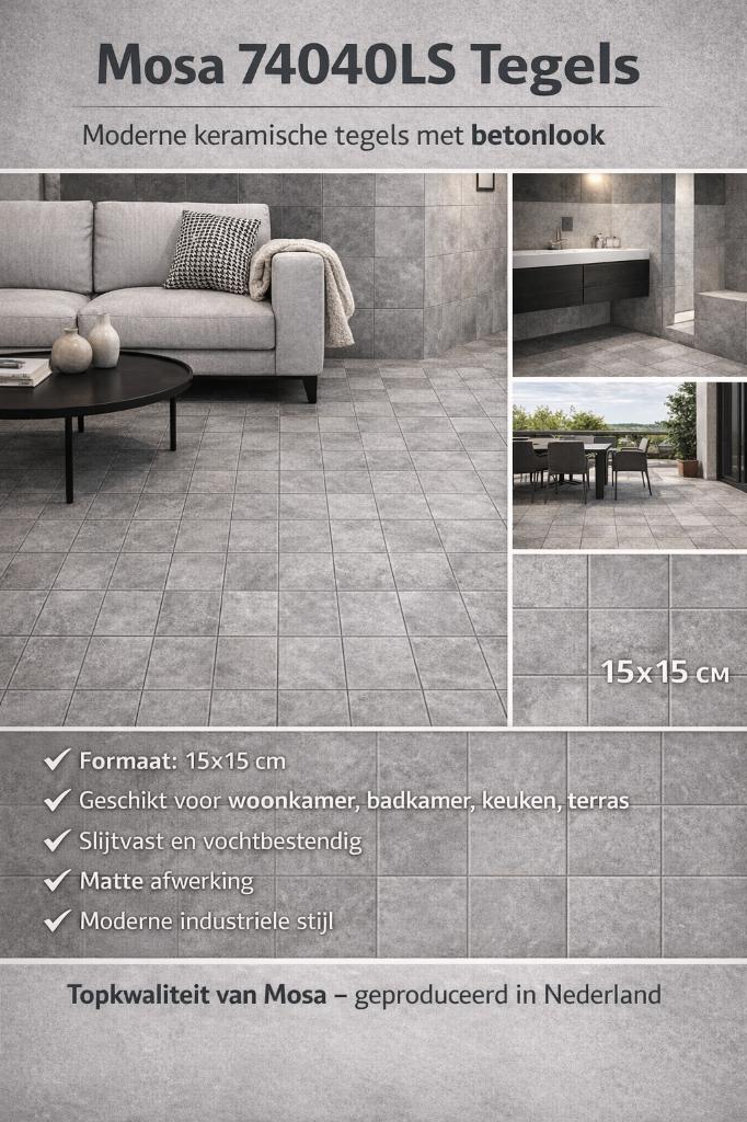 Mosa 15x15 antislip Global Collection, Doe-het-zelf en Bouw, Tegels, Ophalen, Keramiek, Nieuw, Minder dan 20 cm