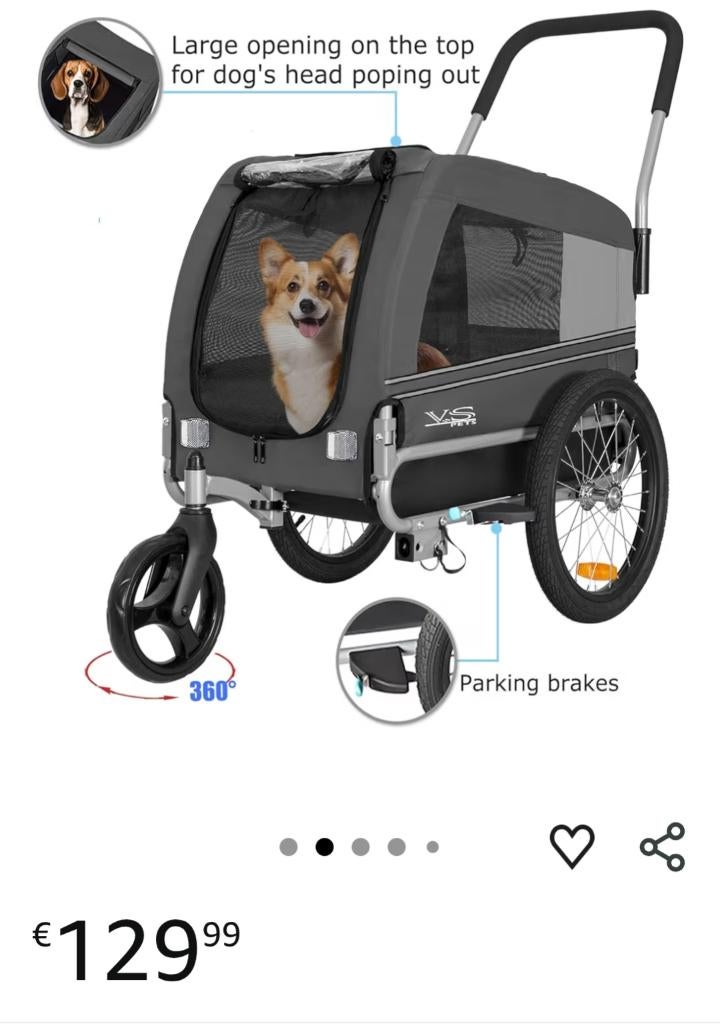 Honden fietskar/wandelkar, Dieren en Toebehoren, Honden-accessoires, Ophalen, Zo goed als nieuw