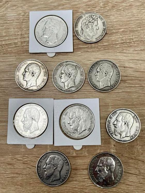 10 stuks 5 Frank/Franc ,0.900 Zilver, Postzegels en Munten, Ophalen, Setje, Zilver