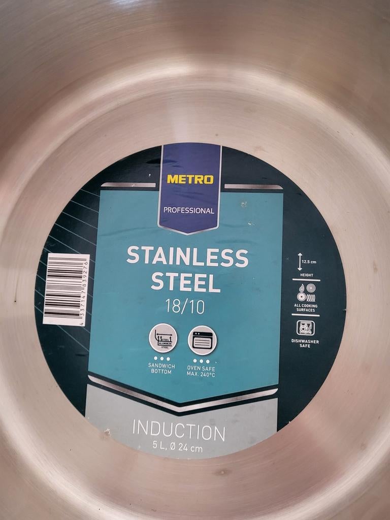 NIEUWE grote steelpan kookpot professionele kwaliteit, Inox, Nieuw, Keramische plaat, Ophalen