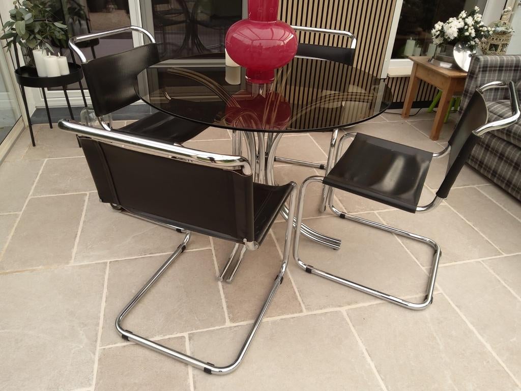 Vintage Thonet S33 stoelen en tafel, Enlèvement, Noir