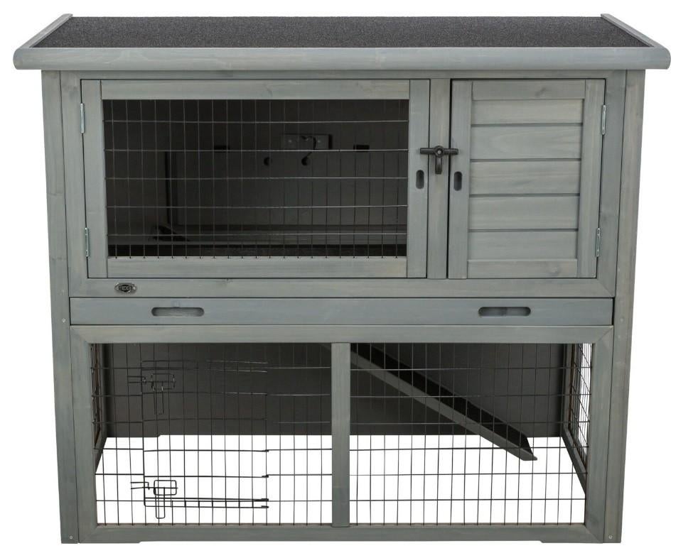 Clapier à lapins en bois Natura XL gris, Neuf, 90 cm ou plus, Niche, Cobaye