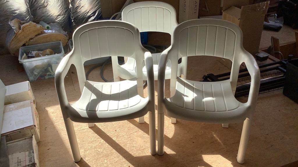 Tuinstoelen 3 stuks, Ophalen, Gebruikt, Plastic
