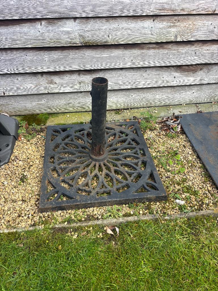Zware parasolvoet ijzer, Tuin en Terras, Parasols, Ophalen, Gebruikt, Minder dan 1 meter, Parasolvoet