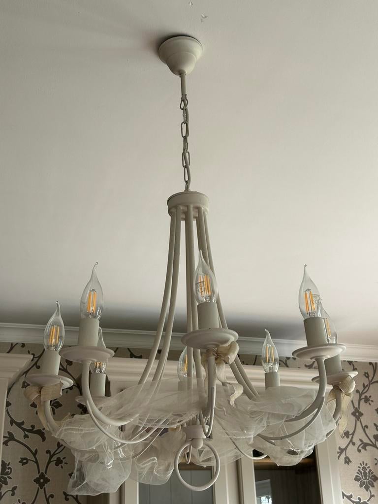 Ancien lustre 8 branches, Enlèvement, Utilisé, Métal