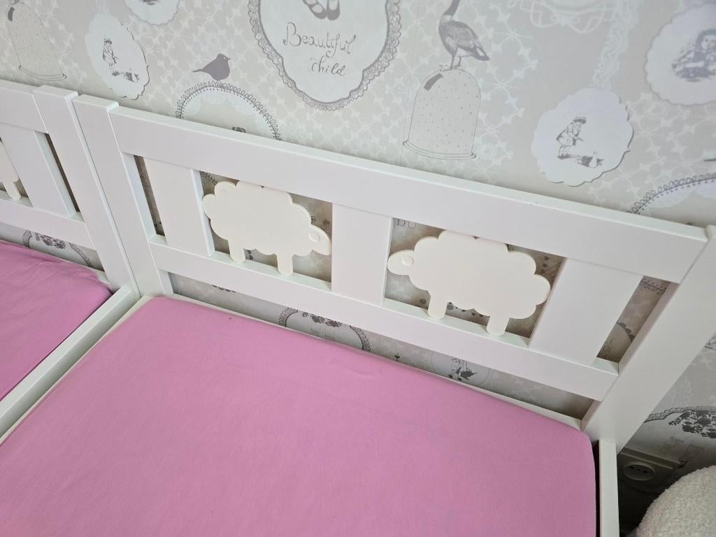 Peuterbed met matras & lattenbodem 2 stuks, Kinderen en Baby's, Kinderkamer | Bedden, Gebruikt, 160 tot 180 cm, 70 tot 85 cm, Lattenbodem