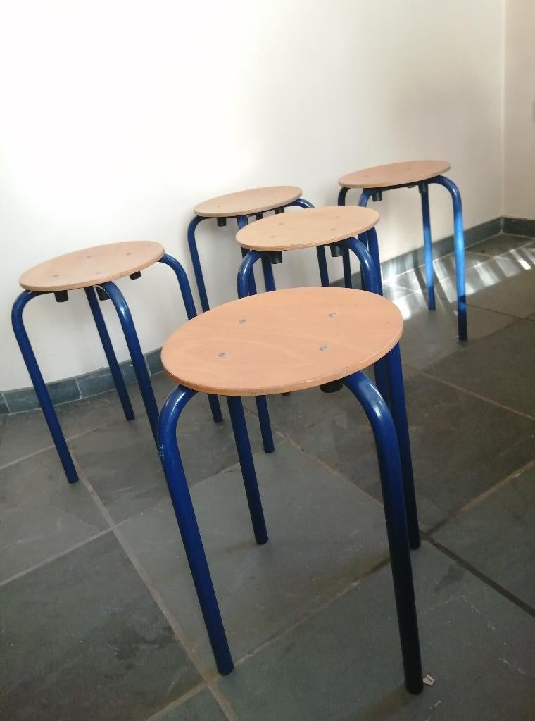 vintage krukken, schoolkrukken stapelbaar, Ophalen