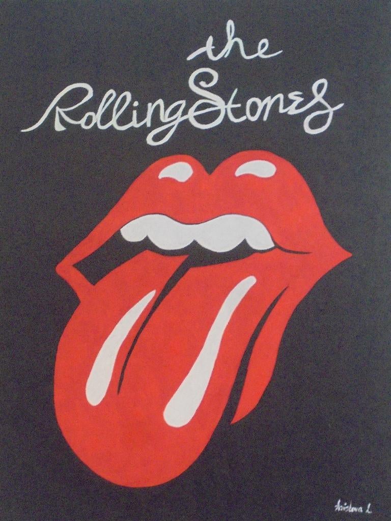 olieschilderij Rolling Stones Tongue (60x80), Ophalen of Verzenden